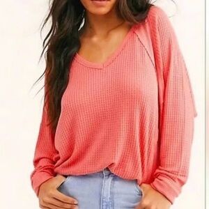 We The Free Peachy Pink Textured Knit Top